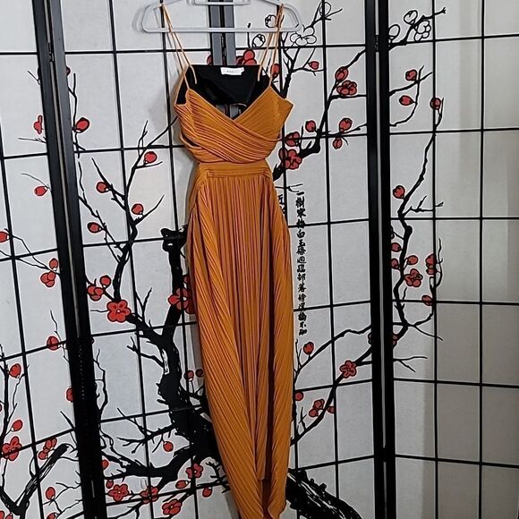 A. L. C Sienna Accordion Pleated Dress in Marigold - Picture 2 of 11